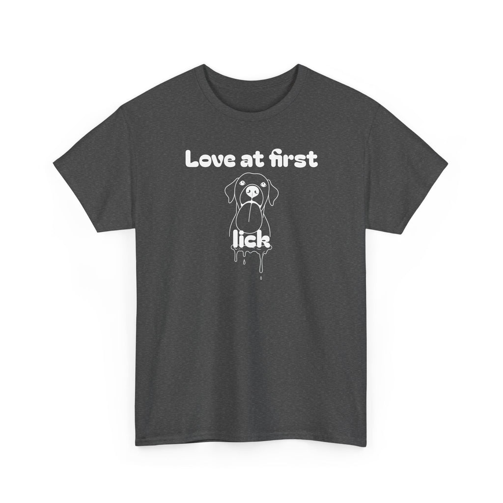Unisex Pet Lover Tee - "Love at first lick" - Perfect for Dog Lovers, Animal Enthusiasts, Gifts, Casual Wear, Cute Fashion