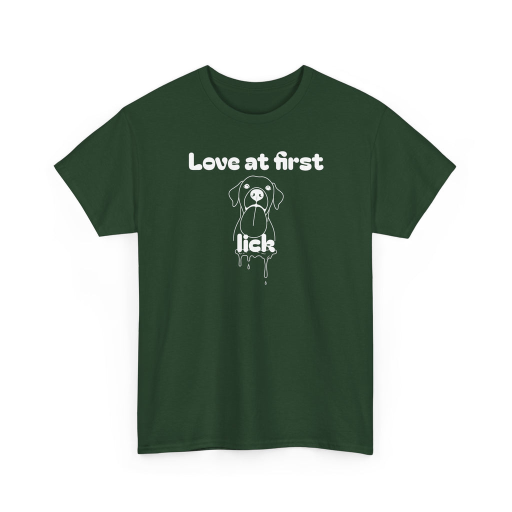 Unisex Pet Lover Tee - "Love at first lick" - Perfect for Dog Lovers, Animal Enthusiasts, Gifts, Casual Wear, Cute Fashion
