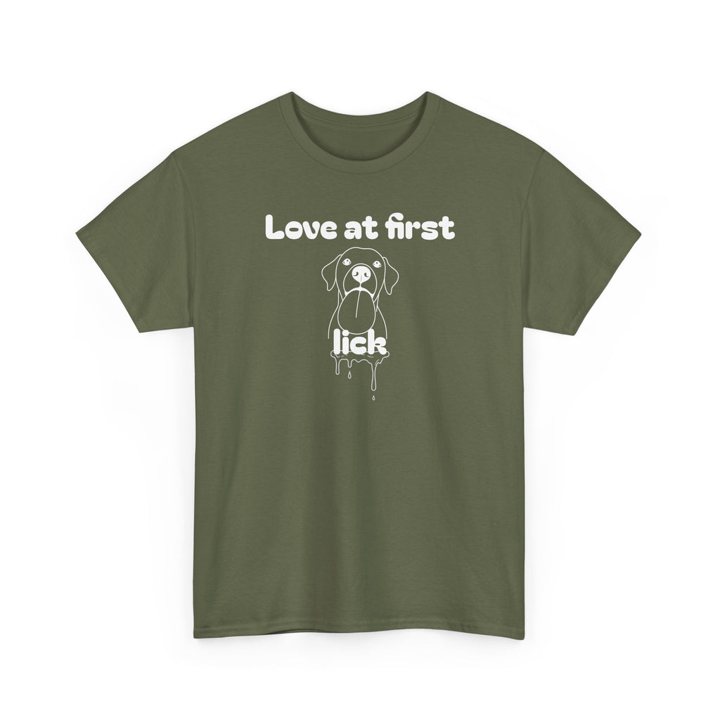 Unisex Pet Lover Tee - "Love at first lick" - Perfect for Dog Lovers, Animal Enthusiasts, Gifts, Casual Wear, Cute Fashion