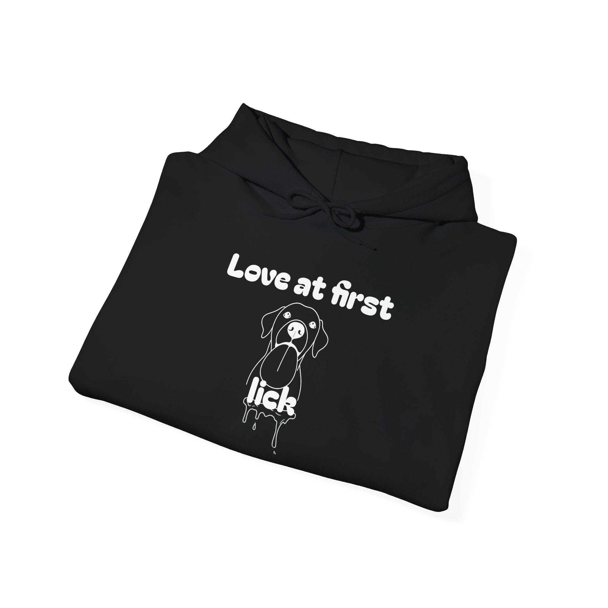 Love At First Lick Unisex Heavy Blend Hoodie, Cute Dog Sweatshirt, Pet Lover Gift, Cozy Fashion, Animal Lover Hoodie