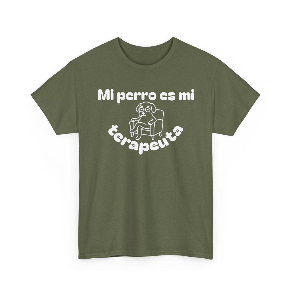 Unisex Heavy Cotton Tee with Fun Dog Therapy Quote, Pet Lover Gift, Casual T-Shirt for Dog Owners, Ideal for Everyday Wear