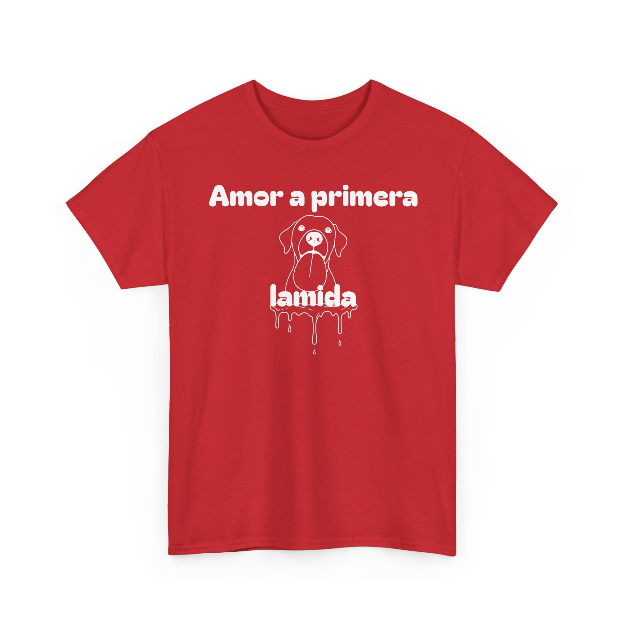 Unisex Pet Lover Tee - "Amor a primera lamida" - Perfect for Dog Lovers, Animal Enthusiasts, Gifts, Casual Wear, Cute Fashion