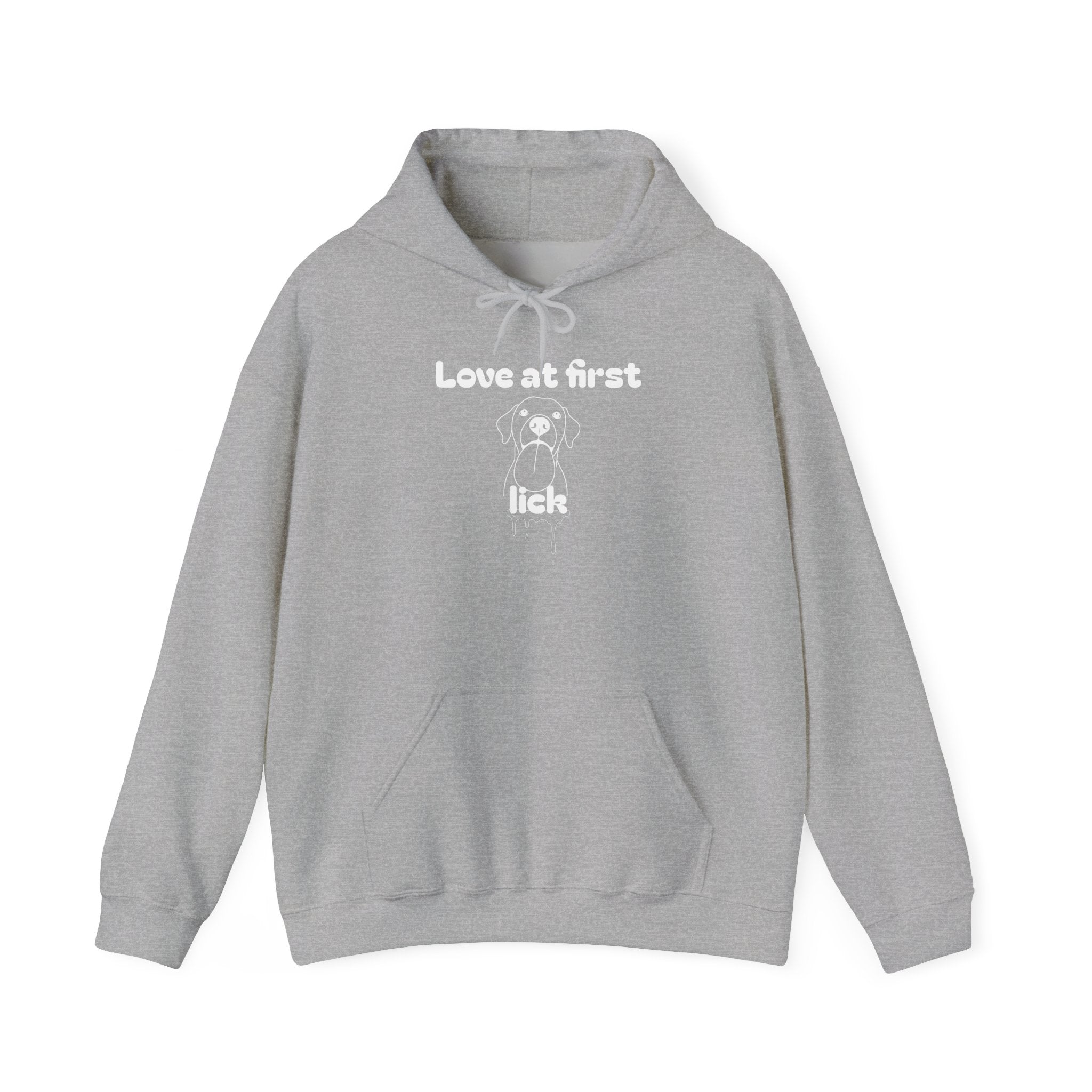 Love At First Lick Unisex Heavy Blend Hoodie, Cute Dog Sweatshirt, Pet Lover Gift, Cozy Fashion, Animal Lover Hoodie