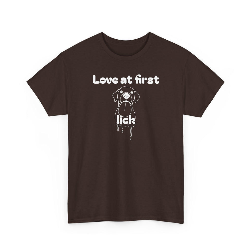 Unisex Pet Lover Tee - "Love at first lick" - Perfect for Dog Lovers, Animal Enthusiasts, Gifts, Casual Wear, Cute Fashion