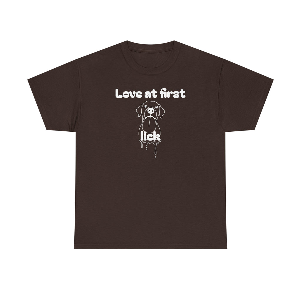 Unisex Pet Lover Tee - "Love at first lick" - Perfect for Dog Lovers, Animal Enthusiasts, Gifts, Casual Wear, Cute Fashion