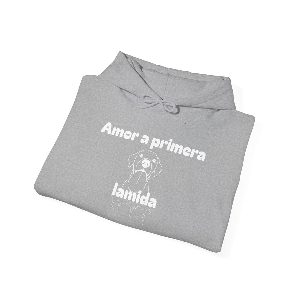 Amor a Primera Lamida Unisex Heavy Blend Hoodie, Cute Dog Sweatshirt, Pet Lover Gift, Cozy Fashion, Animal Lover Hoodie