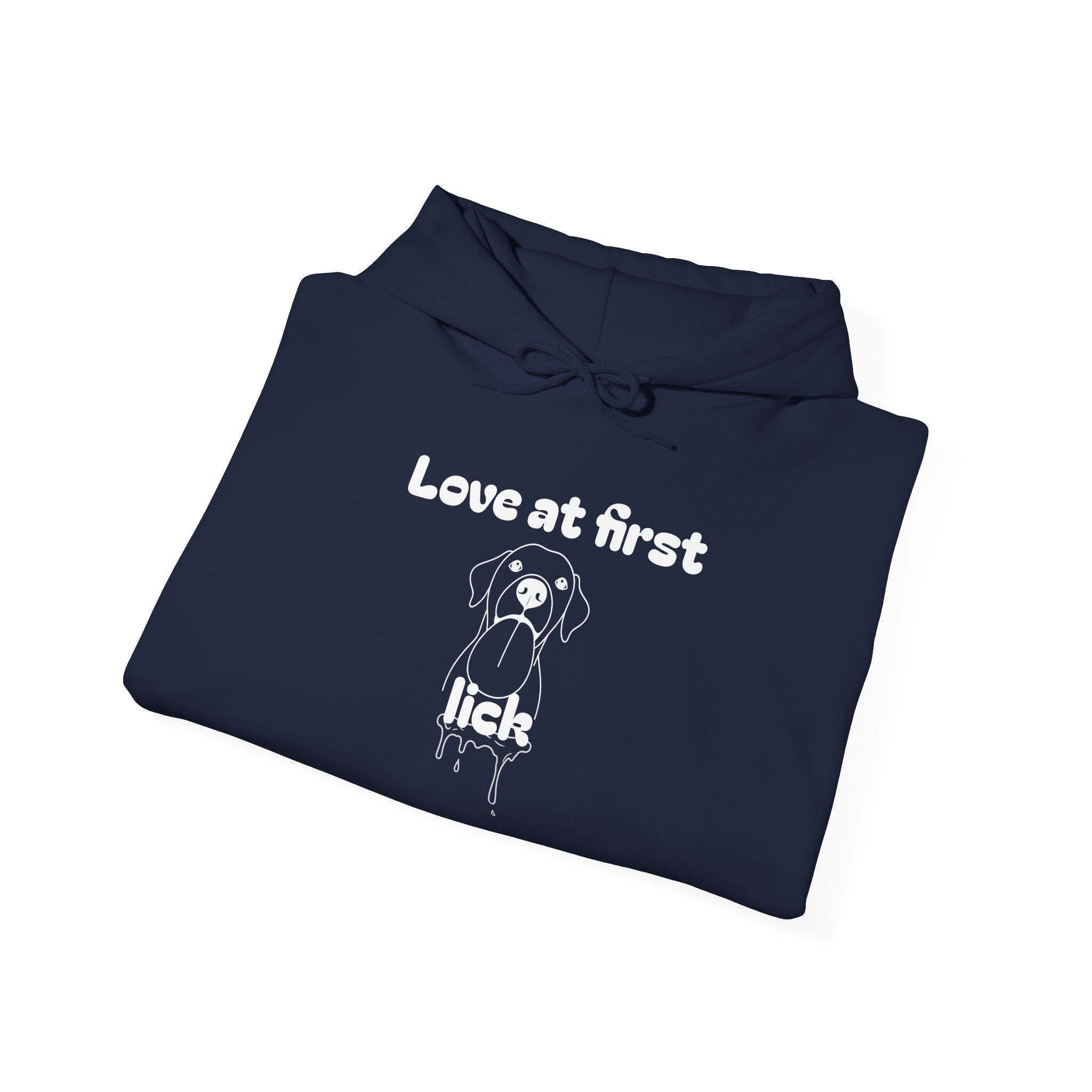 Love At First Lick Unisex Heavy Blend Hoodie, Cute Dog Sweatshirt, Pet Lover Gift, Cozy Fashion, Animal Lover Hoodie