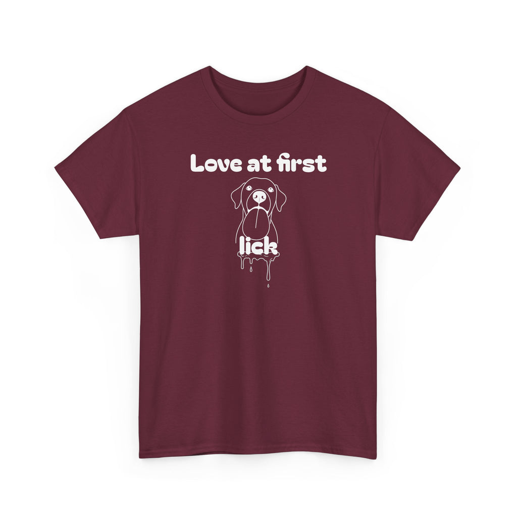 Unisex Pet Lover Tee - "Love at first lick" - Perfect for Dog Lovers, Animal Enthusiasts, Gifts, Casual Wear, Cute Fashion