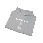 Love At First Lick Unisex Heavy Blend Hoodie, Cute Dog Sweatshirt, Pet Lover Gift, Cozy Fashion, Animal Lover Hoodie