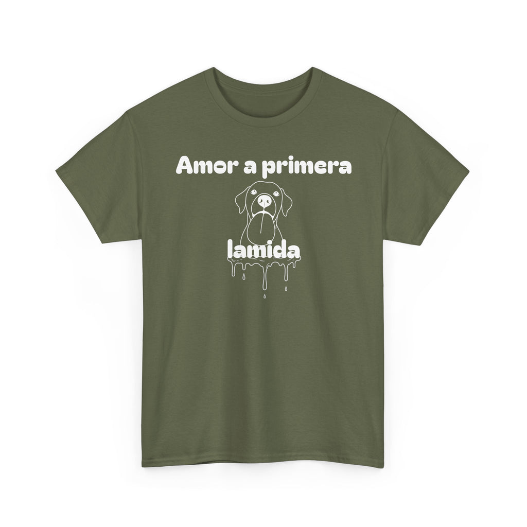 Unisex Pet Lover Tee - "Amor a primera lamida" - Perfect for Dog Lovers, Animal Enthusiasts, Gifts, Casual Wear, Cute Fashion