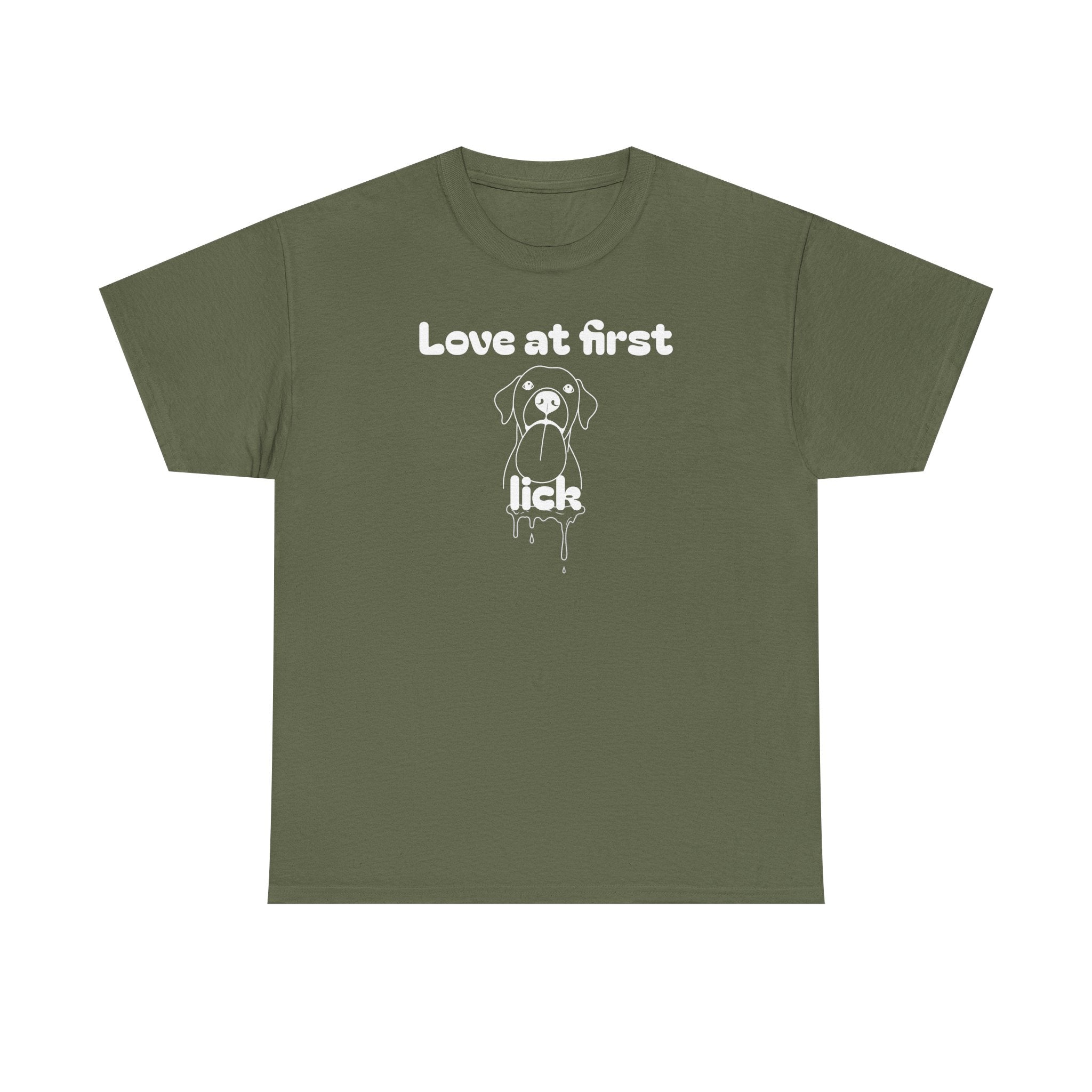 Unisex Pet Lover Tee - "Love at first lick" - Perfect for Dog Lovers, Animal Enthusiasts, Gifts, Casual Wear, Cute Fashion