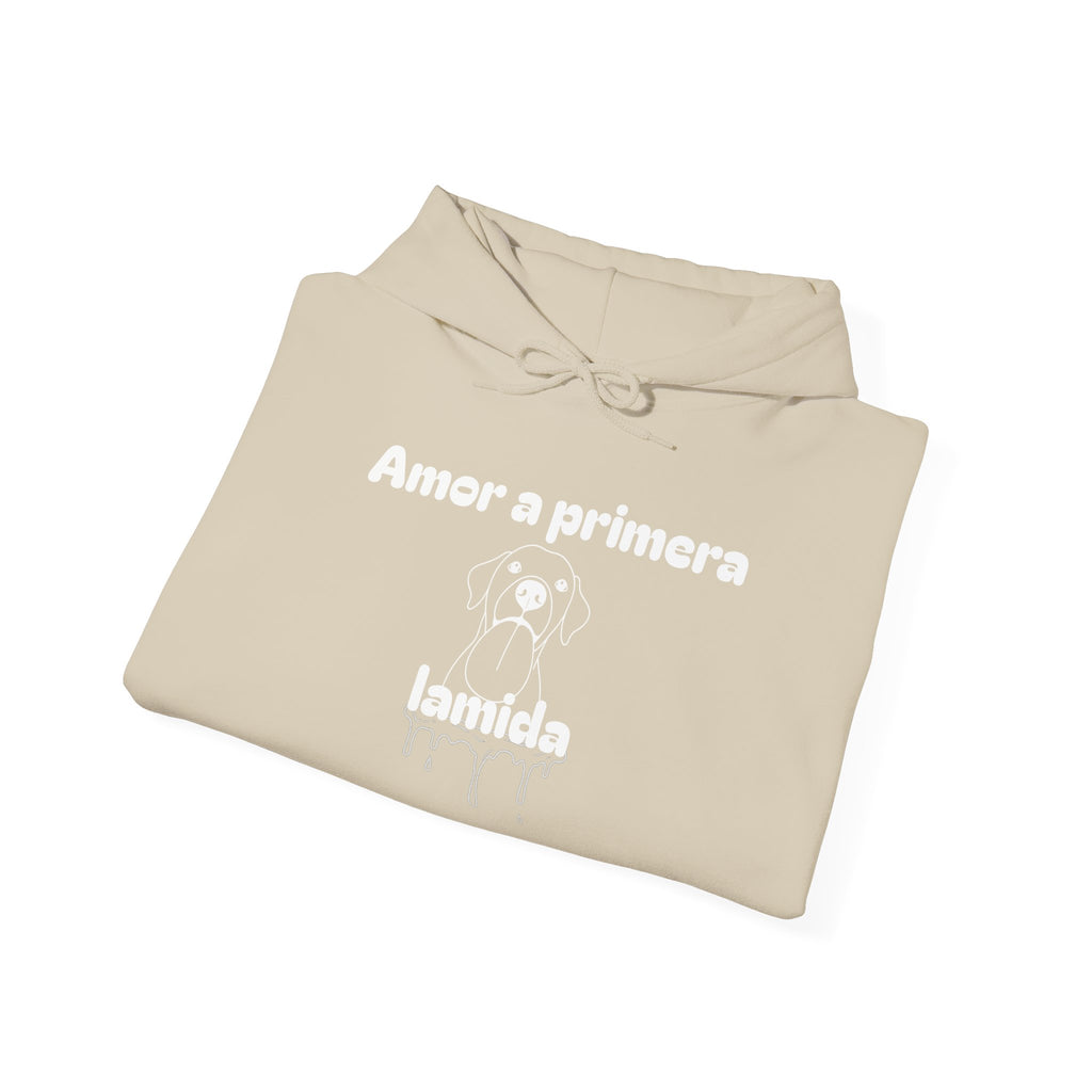 Amor a Primera Lamida Unisex Heavy Blend Hoodie, Cute Dog Sweatshirt, Pet Lover Gift, Cozy Fashion, Animal Lover Hoodie