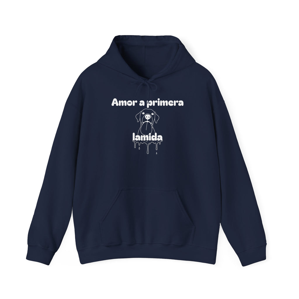 Amor a Primera Lamida Unisex Heavy Blend Hoodie, Cute Dog Sweatshirt, Pet Lover Gift, Cozy Fashion, Animal Lover Hoodie