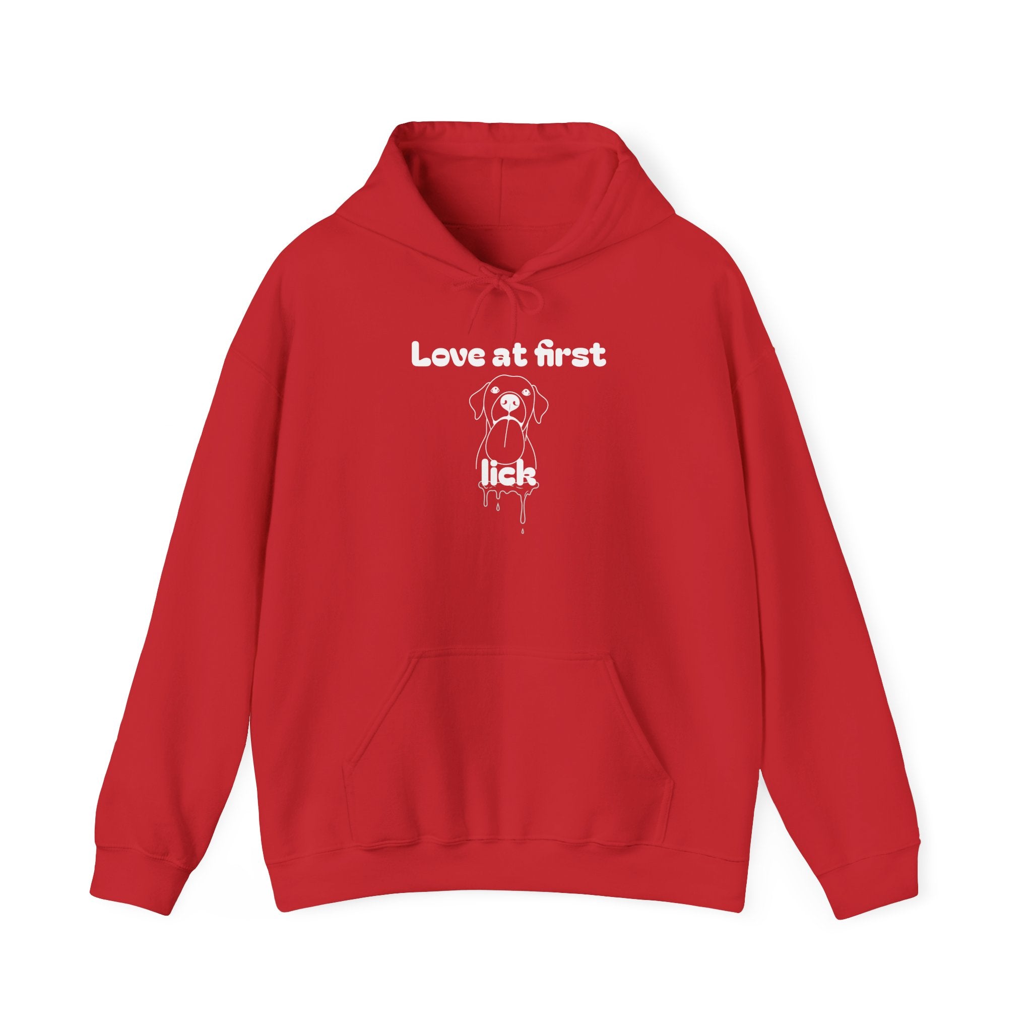 Love At First Lick Unisex Heavy Blend Hoodie, Cute Dog Sweatshirt, Pet Lover Gift, Cozy Fashion, Animal Lover Hoodie