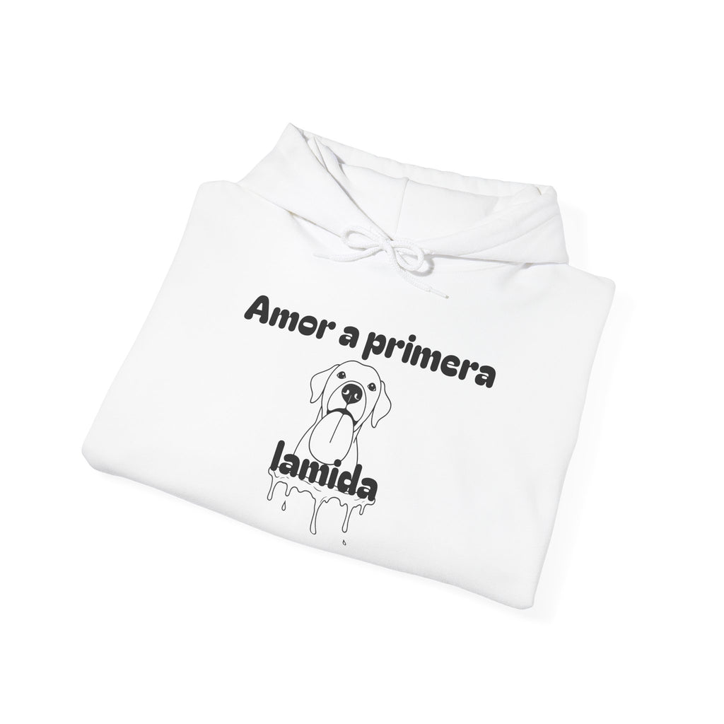 Amor a Primera Lamida Unisex Heavy Blend Hoodie, Cute Dog Sweatshirt, Pet Lover Gift, Cozy Fashion, Animal Lover Hoodie