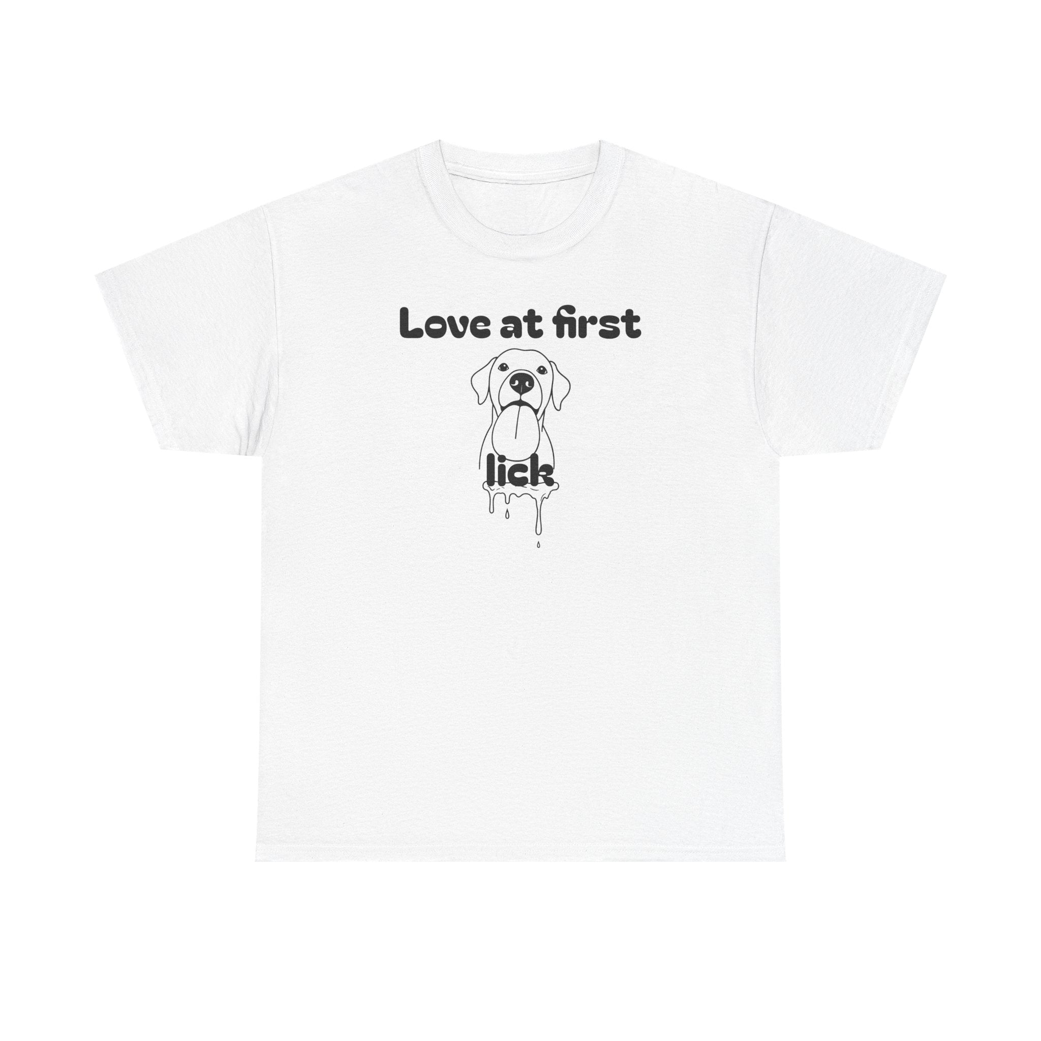 Unisex Pet Lover Tee - "Love at first lick" - Perfect for Dog Lovers, Animal Enthusiasts, Gifts, Casual Wear, Cute Fashion
