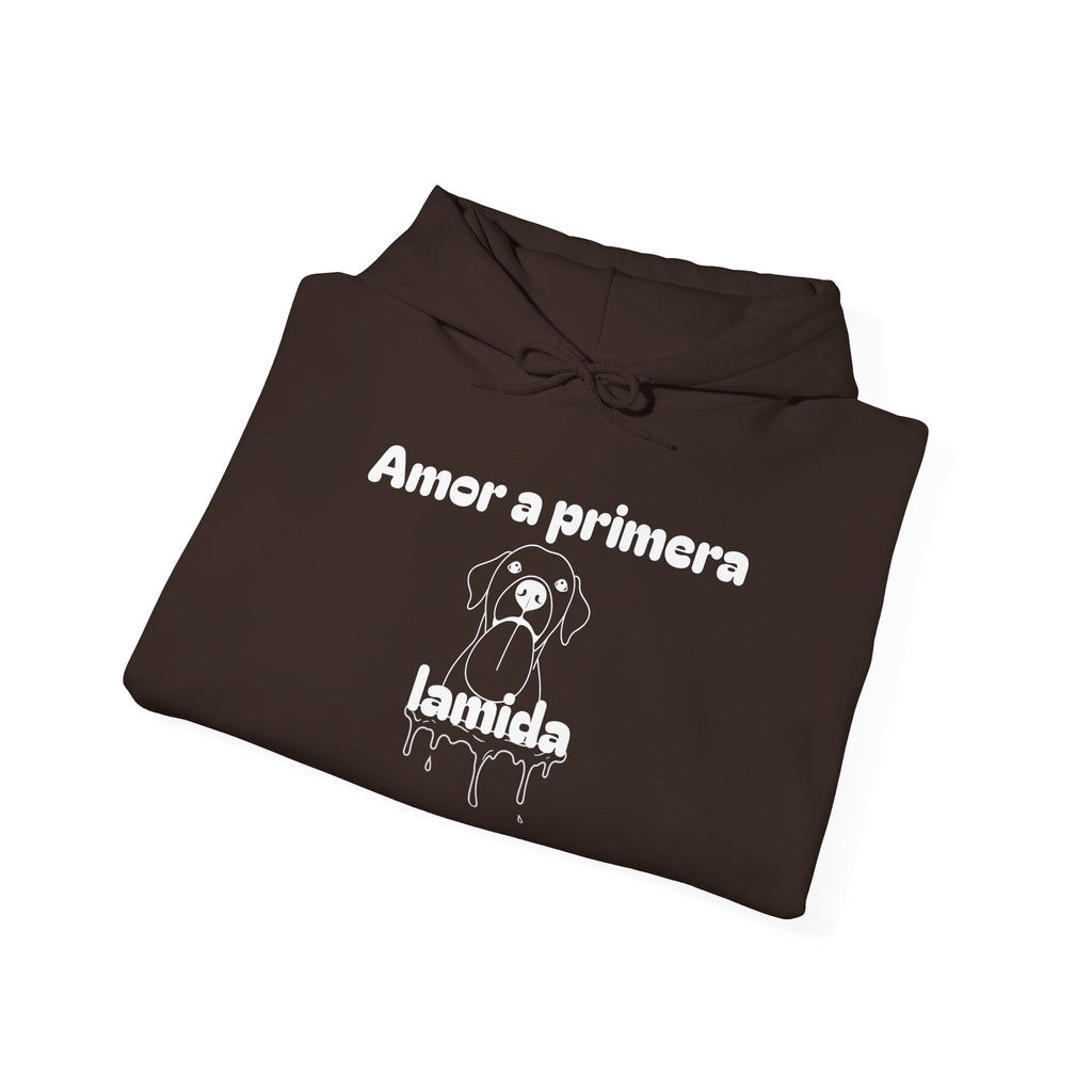 Amor a Primera Lamida Unisex Heavy Blend Hoodie, Cute Dog Sweatshirt, Pet Lover Gift, Cozy Fashion, Animal Lover Hoodie