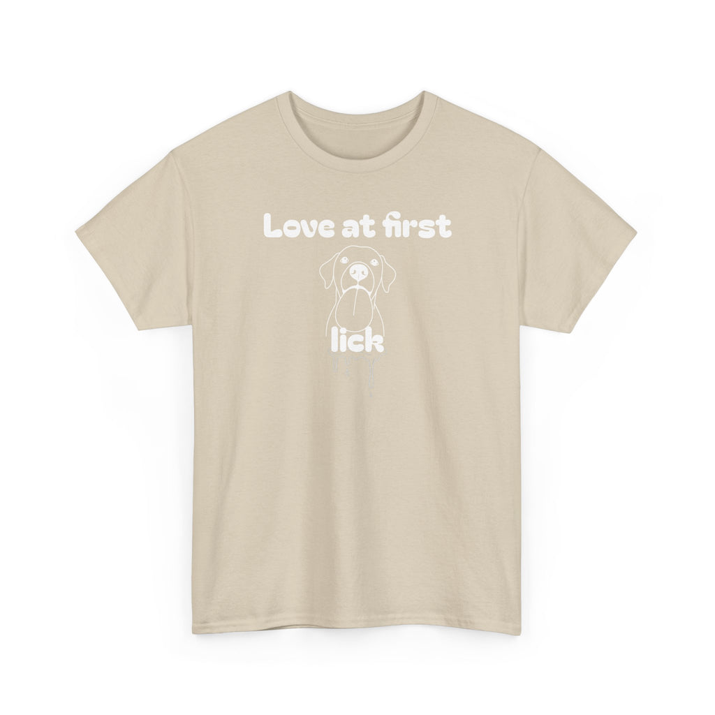 Unisex Pet Lover Tee - "Love at first lick" - Perfect for Dog Lovers, Animal Enthusiasts, Gifts, Casual Wear, Cute Fashion