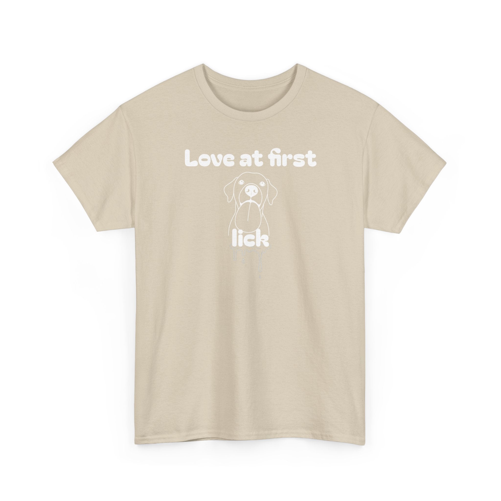 Unisex Pet Lover Tee - "Love at first lick" - Perfect for Dog Lovers, Animal Enthusiasts, Gifts, Casual Wear, Cute Fashion
