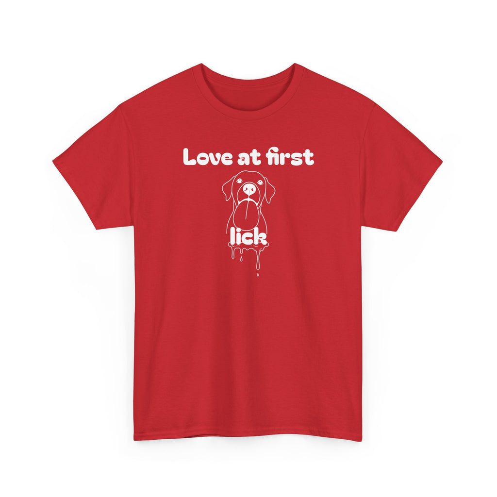 Unisex Pet Lover Tee - "Love at first lick" - Perfect for Dog Lovers, Animal Enthusiasts, Gifts, Casual Wear, Cute Fashion