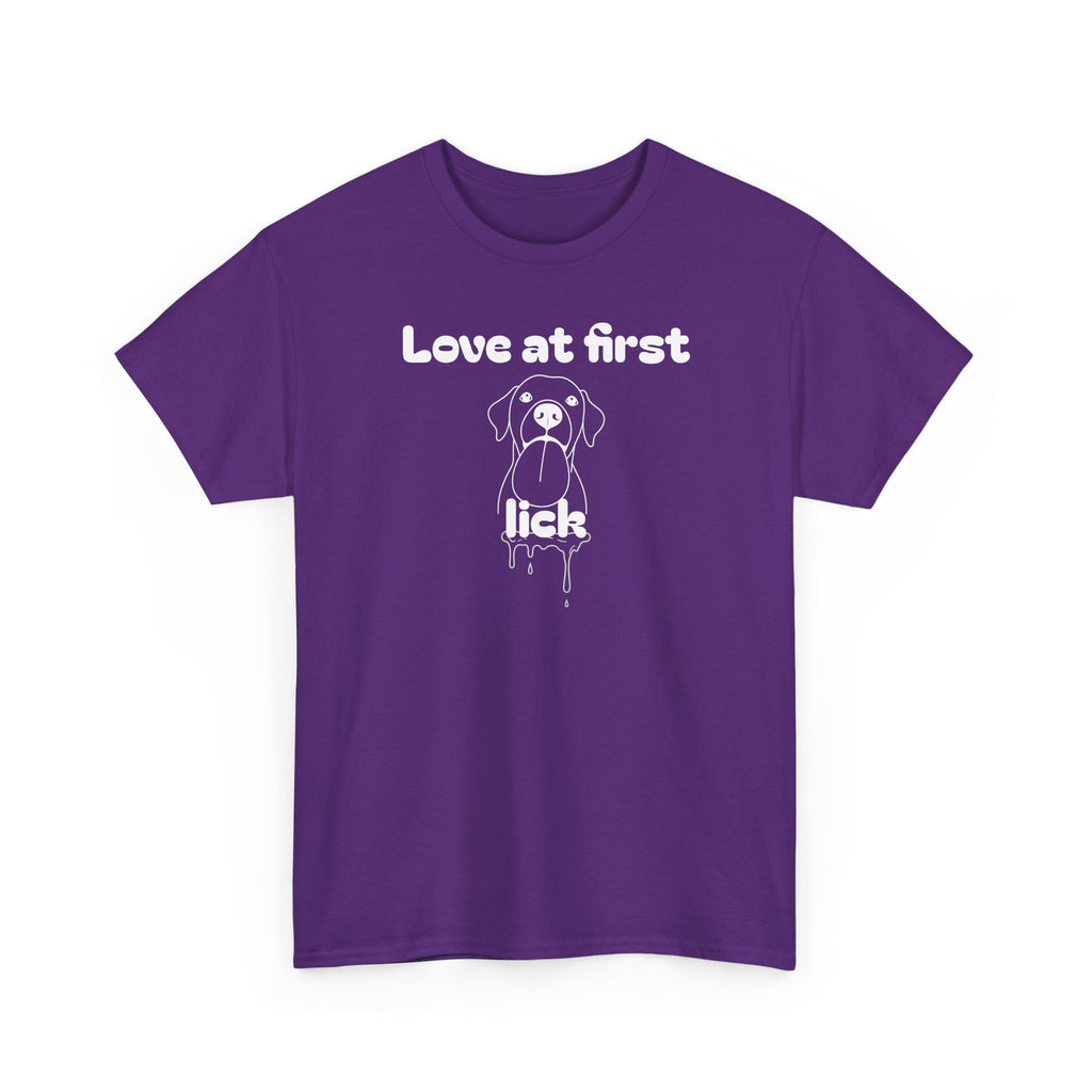 Unisex Pet Lover Tee - "Love at first lick" - Perfect for Dog Lovers, Animal Enthusiasts, Gifts, Casual Wear, Cute Fashion