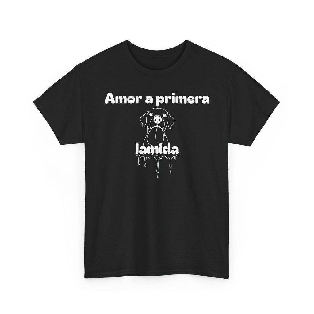 Unisex Pet Lover Tee - "Amor a primera lamida" - Perfect for Dog Lovers, Animal Enthusiasts, Gifts, Casual Wear, Cute Fashion