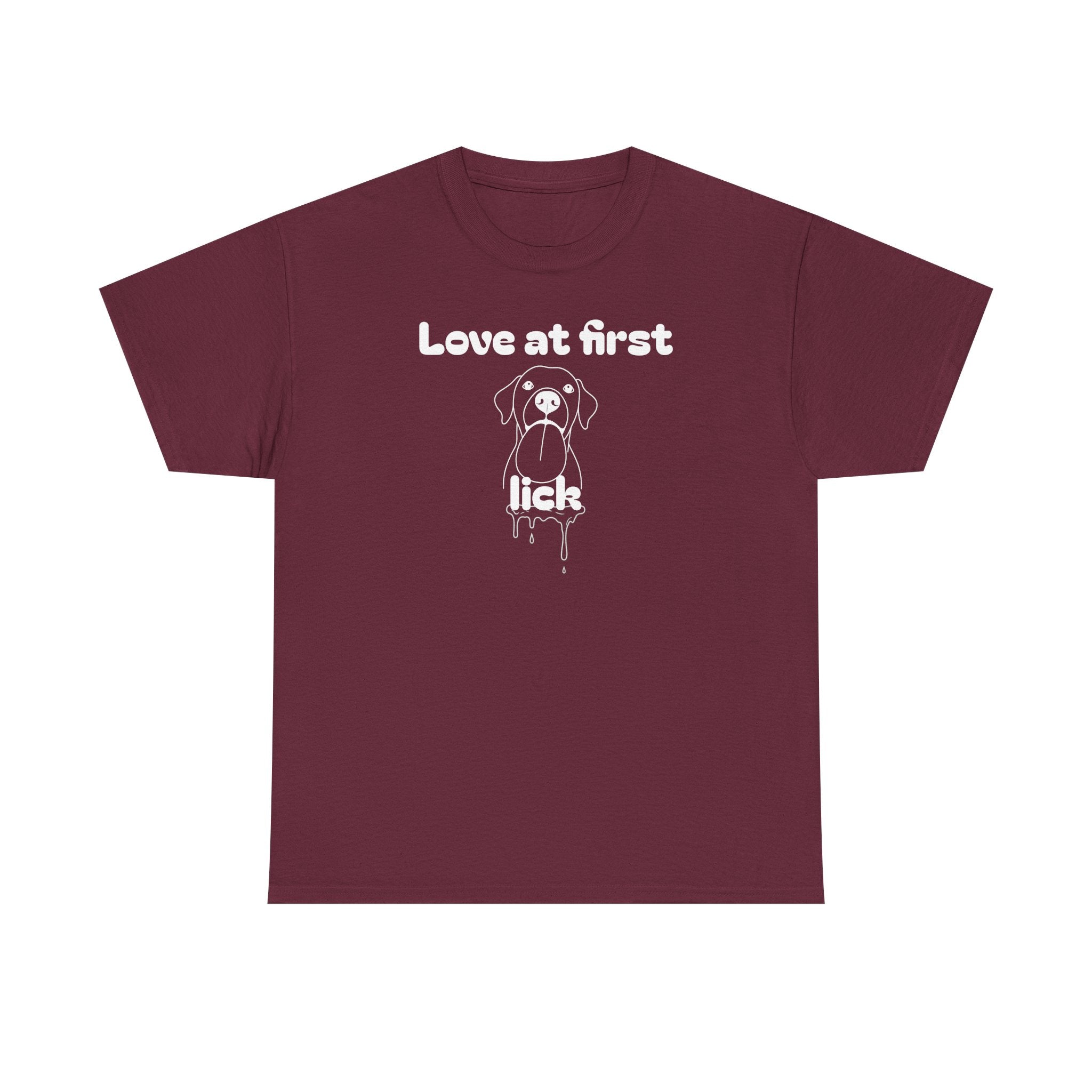 Unisex Pet Lover Tee - "Love at first lick" - Perfect for Dog Lovers, Animal Enthusiasts, Gifts, Casual Wear, Cute Fashion