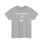Unisex Pet Lover Tee - "Love at first lick" - Perfect for Dog Lovers, Animal Enthusiasts, Gifts, Casual Wear, Cute Fashion